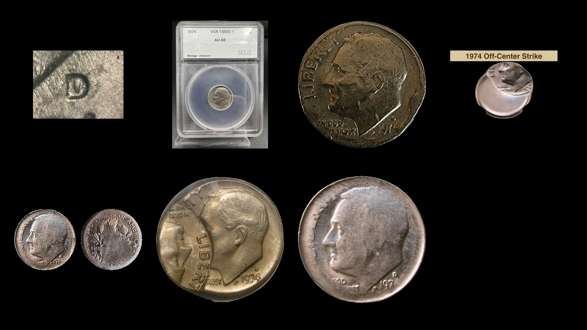 1974 Dime Errors — error coin photographs