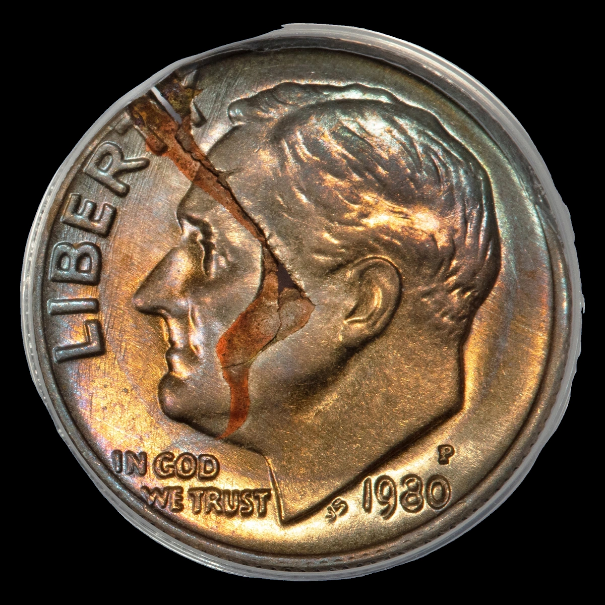 1980 Roosevelt Dime: Missing Clad Layer