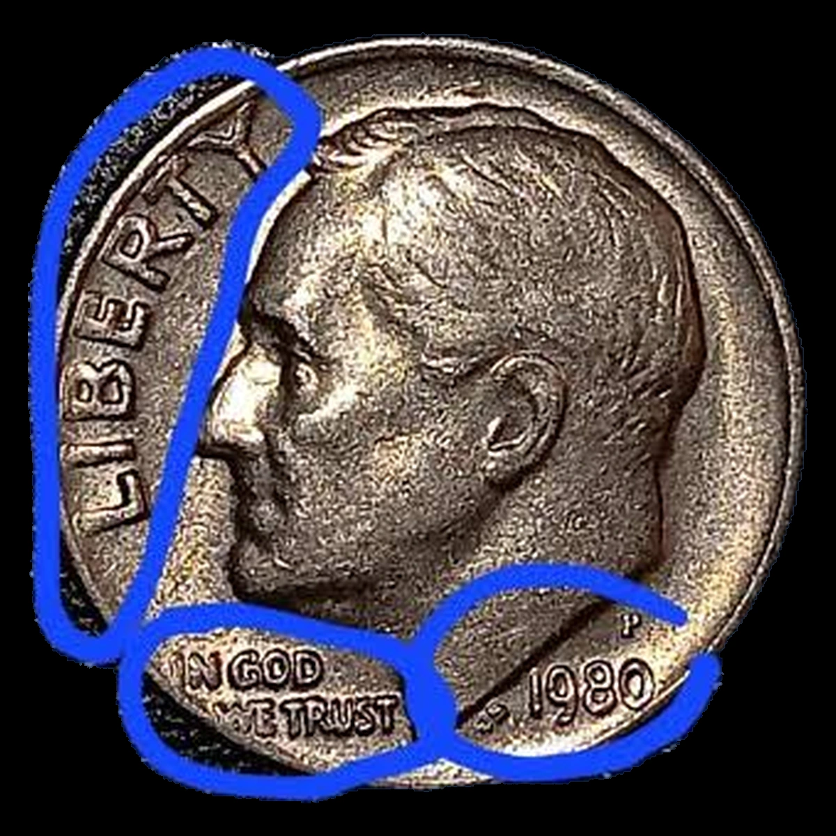 1980 Roosevelt Dime: Doubled Die Obverse
