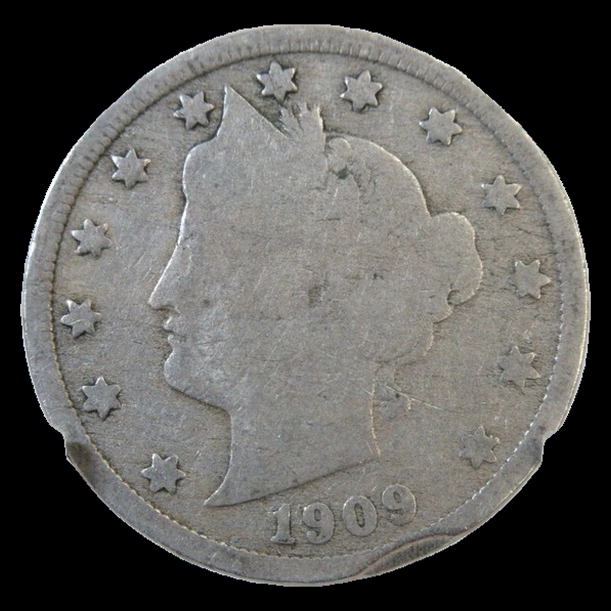 1909 Liberty Nickel: Clipped Planchet