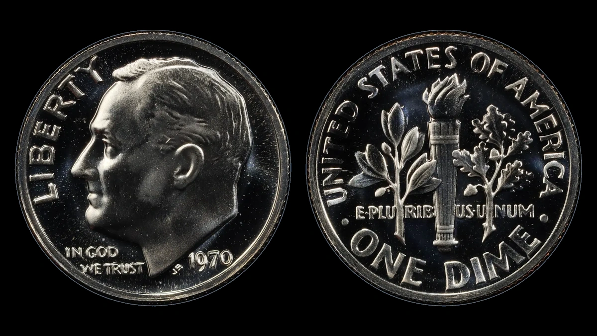 1970 Roosevelt Dime: No S Proof