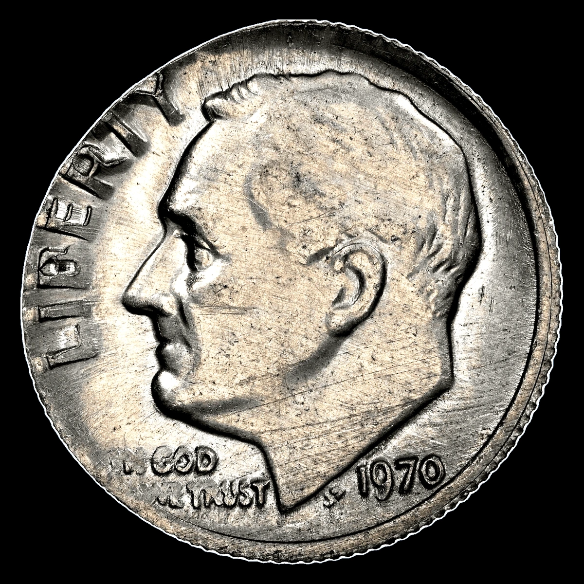 1970 Roosevelt Dime: Struck on Foreign Aluminum Planchet