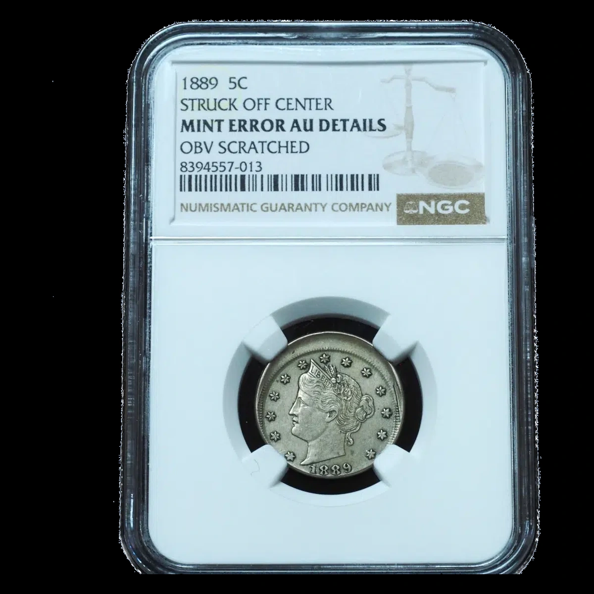1889 Liberty Nickel: Off-Center Strike