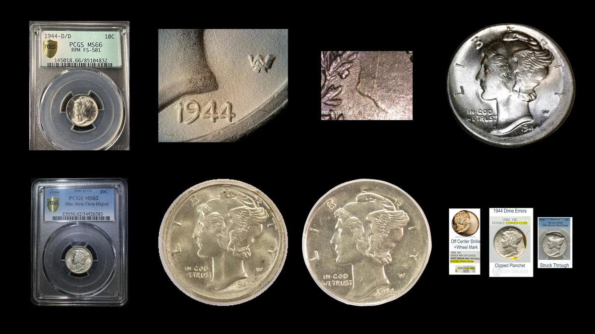 1944 Dime Errors — error coin photographs