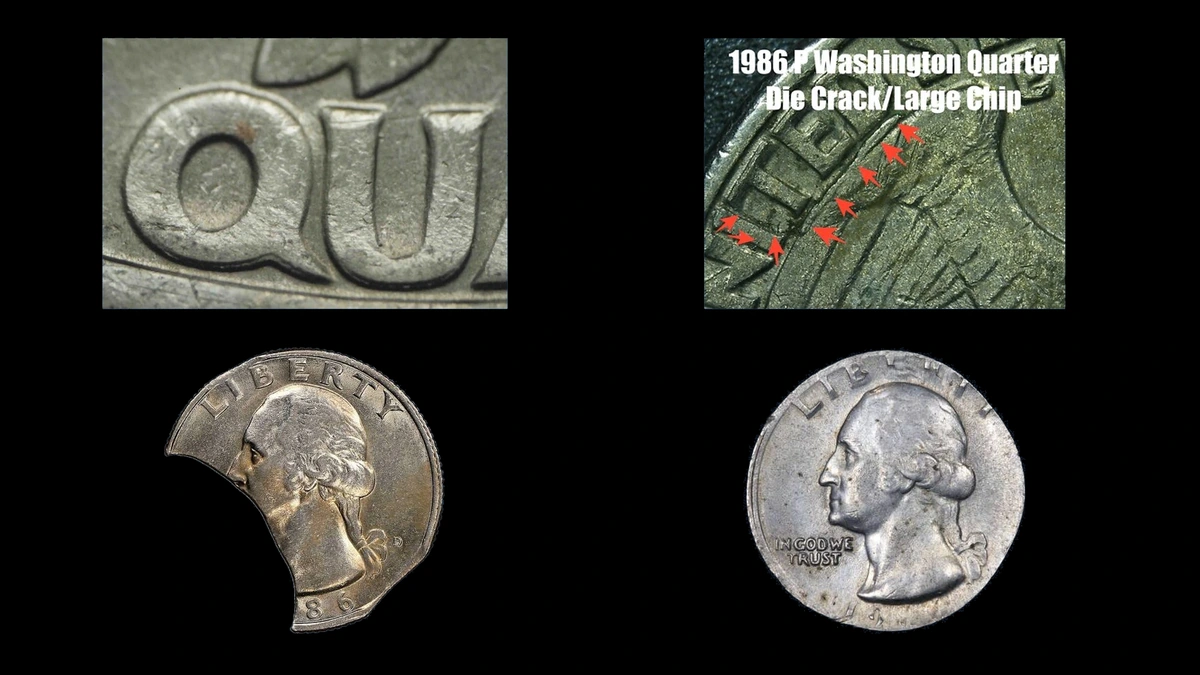 1986 Quarter Errors — error coin photographs