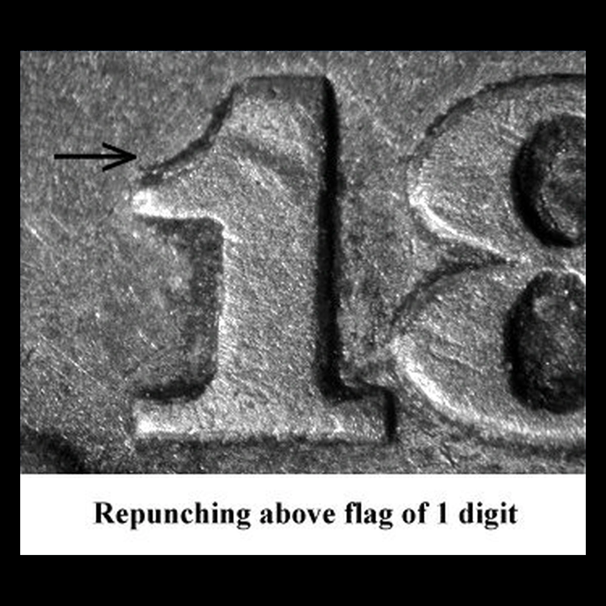 1876 Liberty Seated Dime: Repunched Date