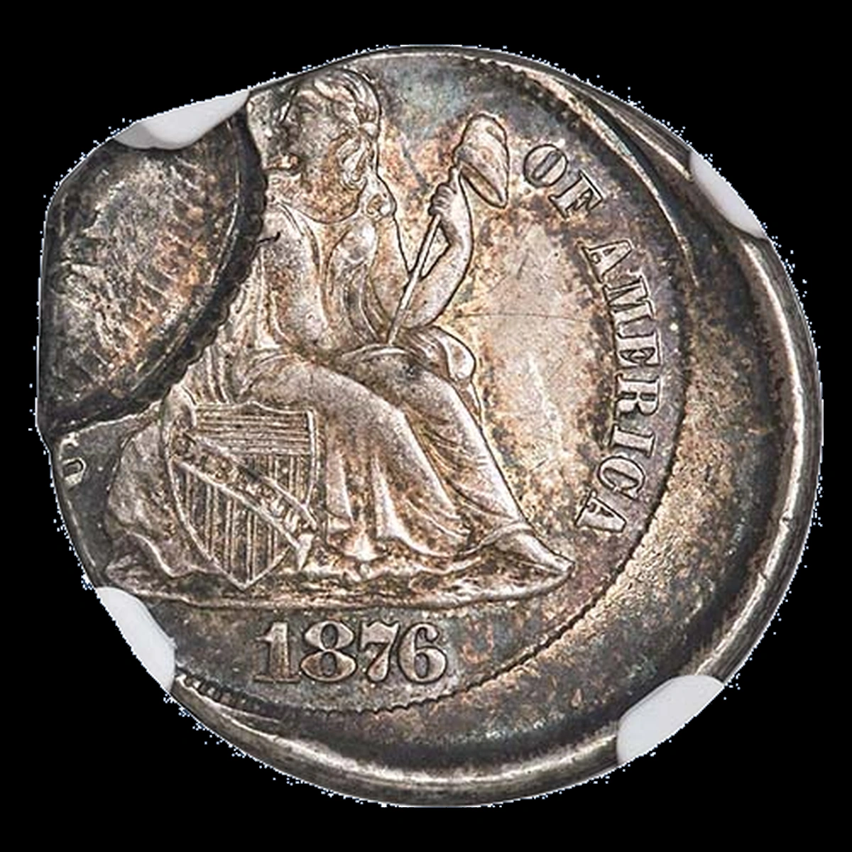 1876 Liberty Seated Dime: Off-Center Strike