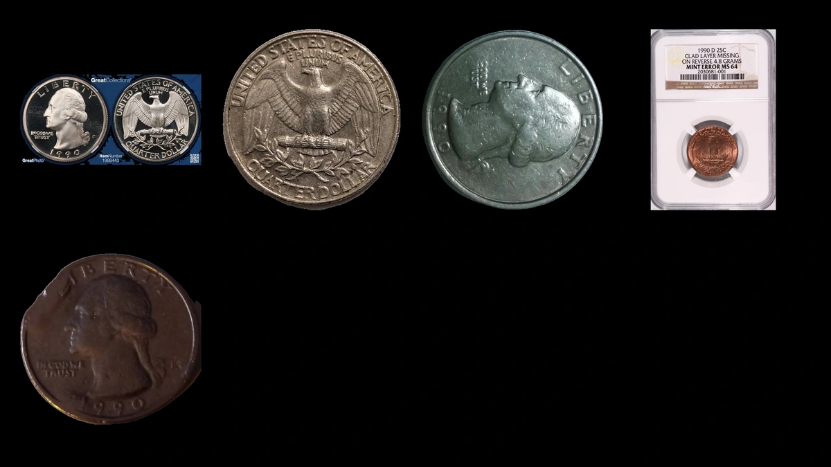 1990 Quarter Errors — error coin photographs