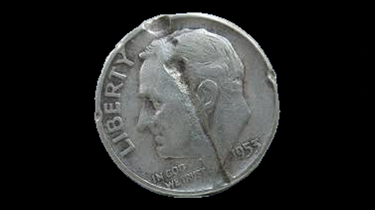 1953 Roosevelt Dime: Lamination