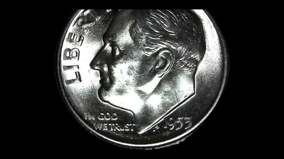 1953 Roosevelt Dime: Struck Through