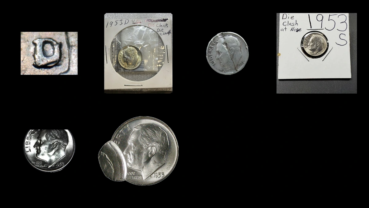 1953 Dime Errors — error coin photographs