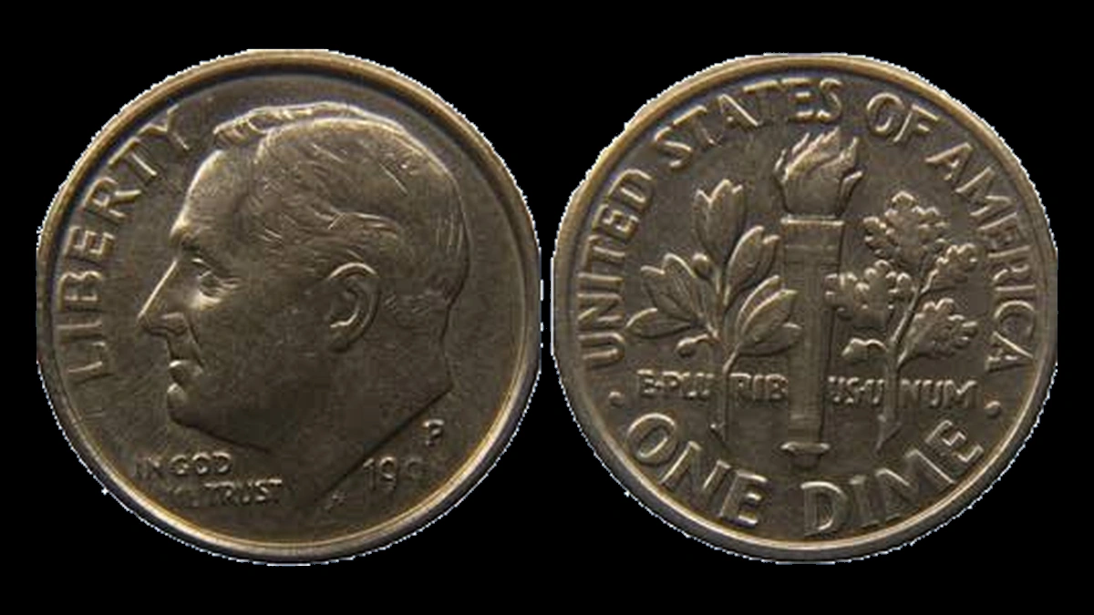 1961 Roosevelt Dime: Repunched Mintmark