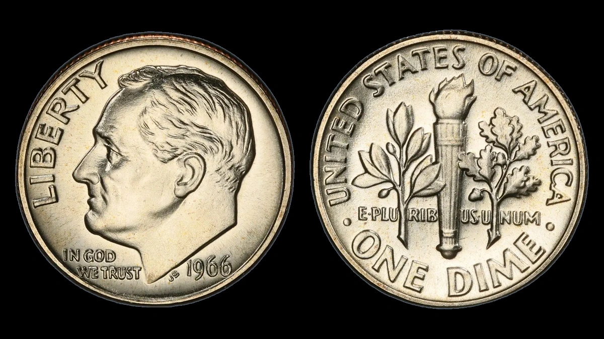 1966 Roosevelt Dime: Five-Shaped Cheek Mark on SMS