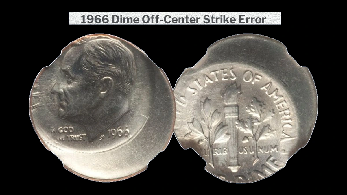 1966 Roosevelt Dime: Off-Center Strike