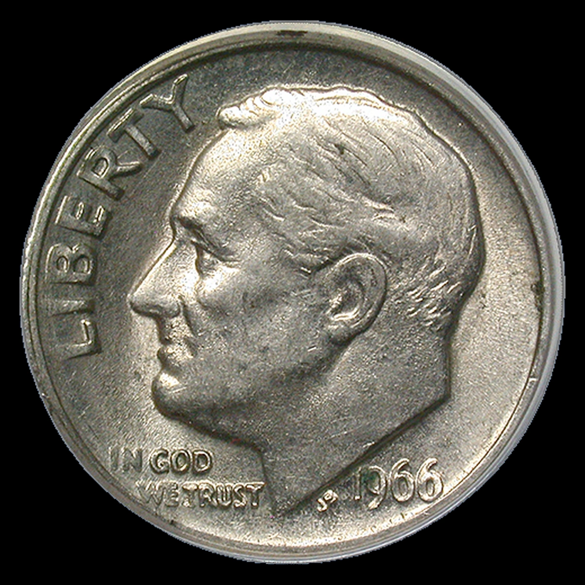 1966 Roosevelt Dime: clamshell separation