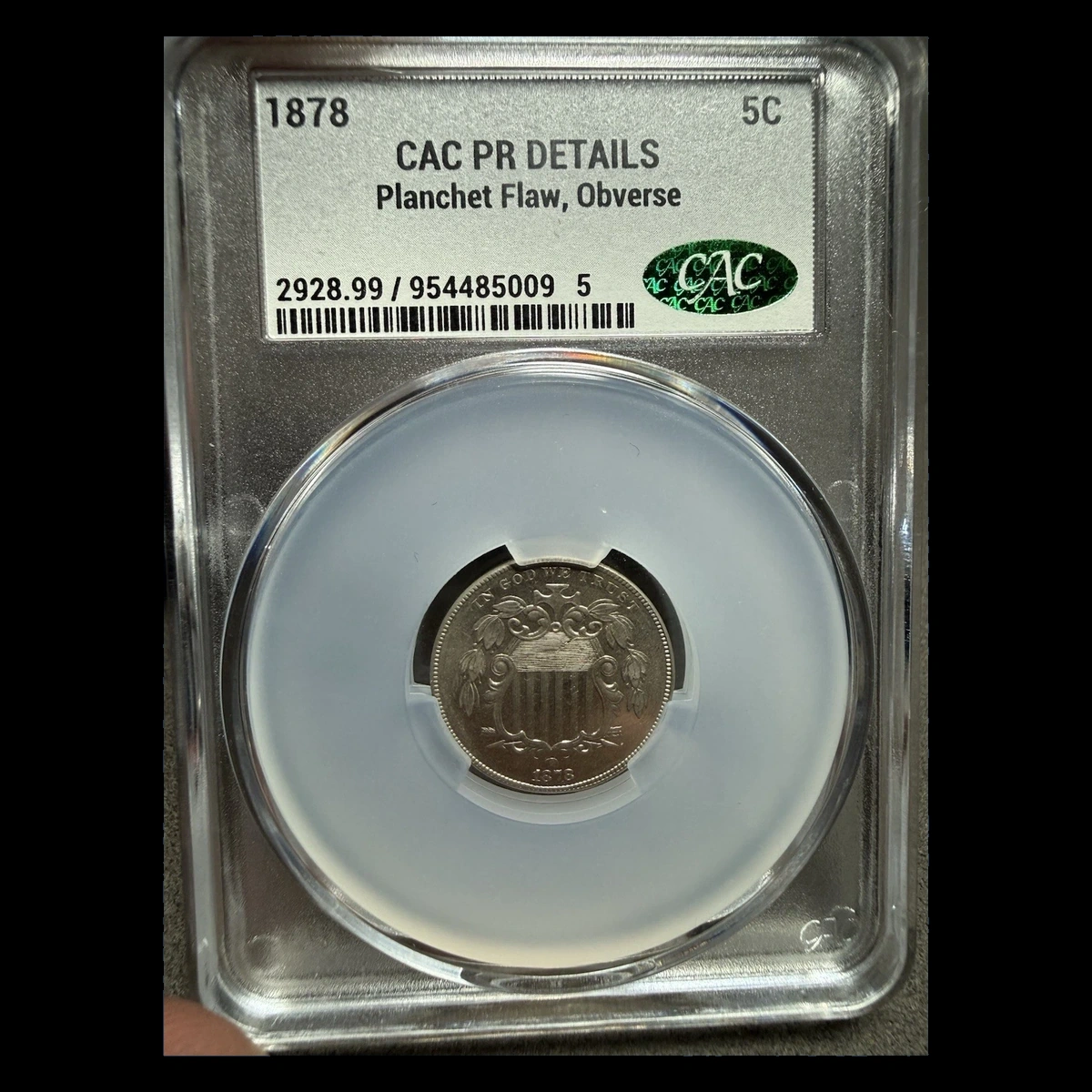 1878 Shield Nickel: Planchet Flaw