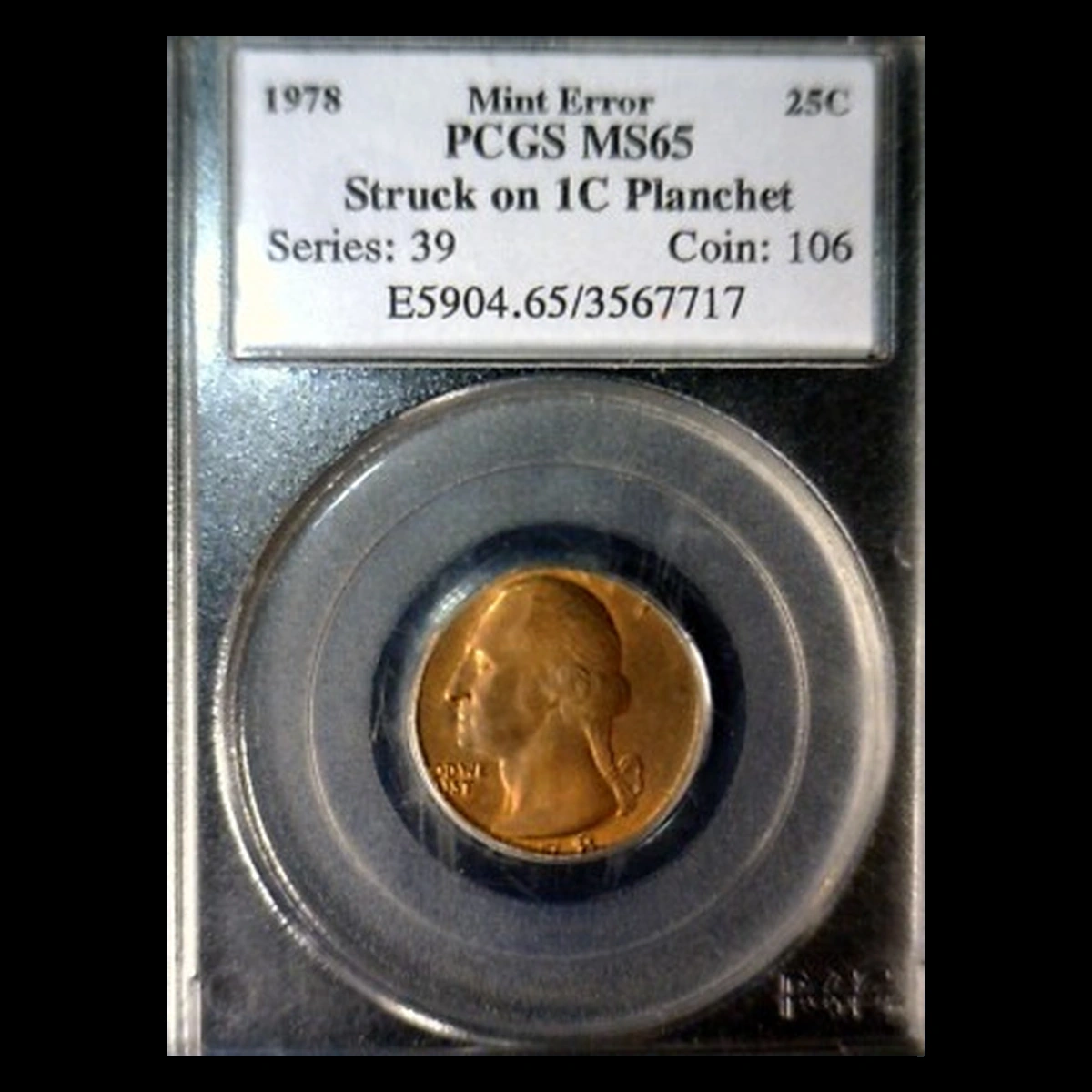 1978 Washington Quarter: Struck on a Cent Planchet