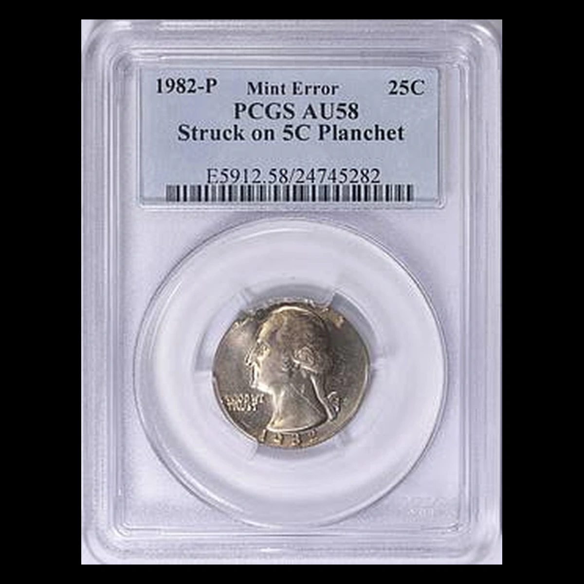 1982 Washington Quarter: Struck on a Nickel Blank