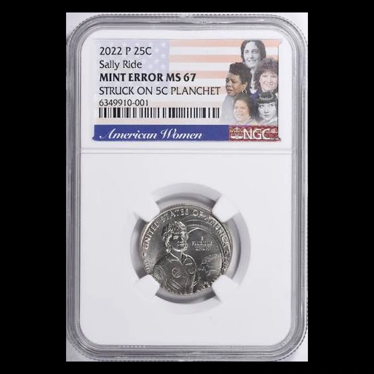 2022 Quarter: Dr. Sally Ride — Wrong Planchet / Off-Metal Strike
