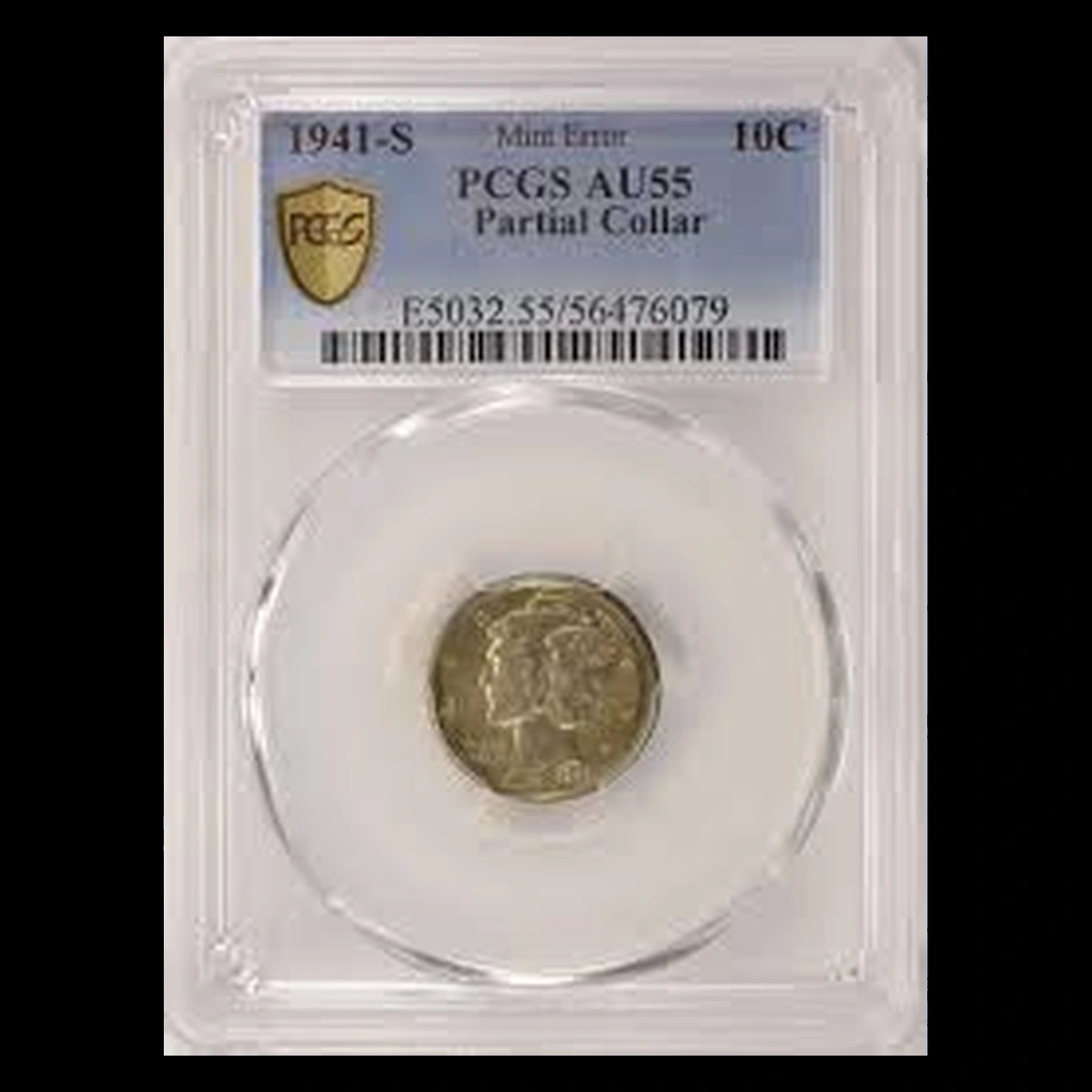 1941 Mercury Dime: partial collar strike