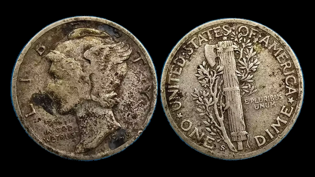1945 Mercury Dime: lamination