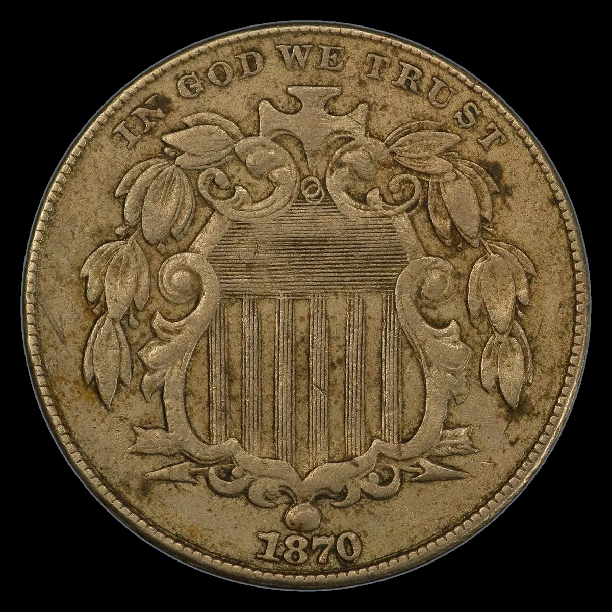 1870 Shield Nickel: Doubled Die Obverse
