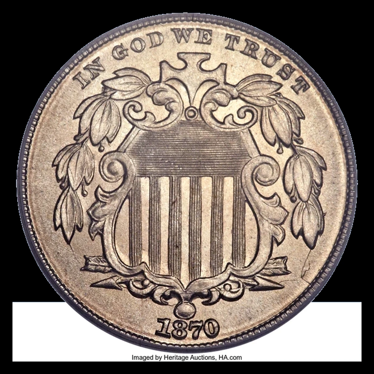 1870 Shield Nickel: Repunched Date