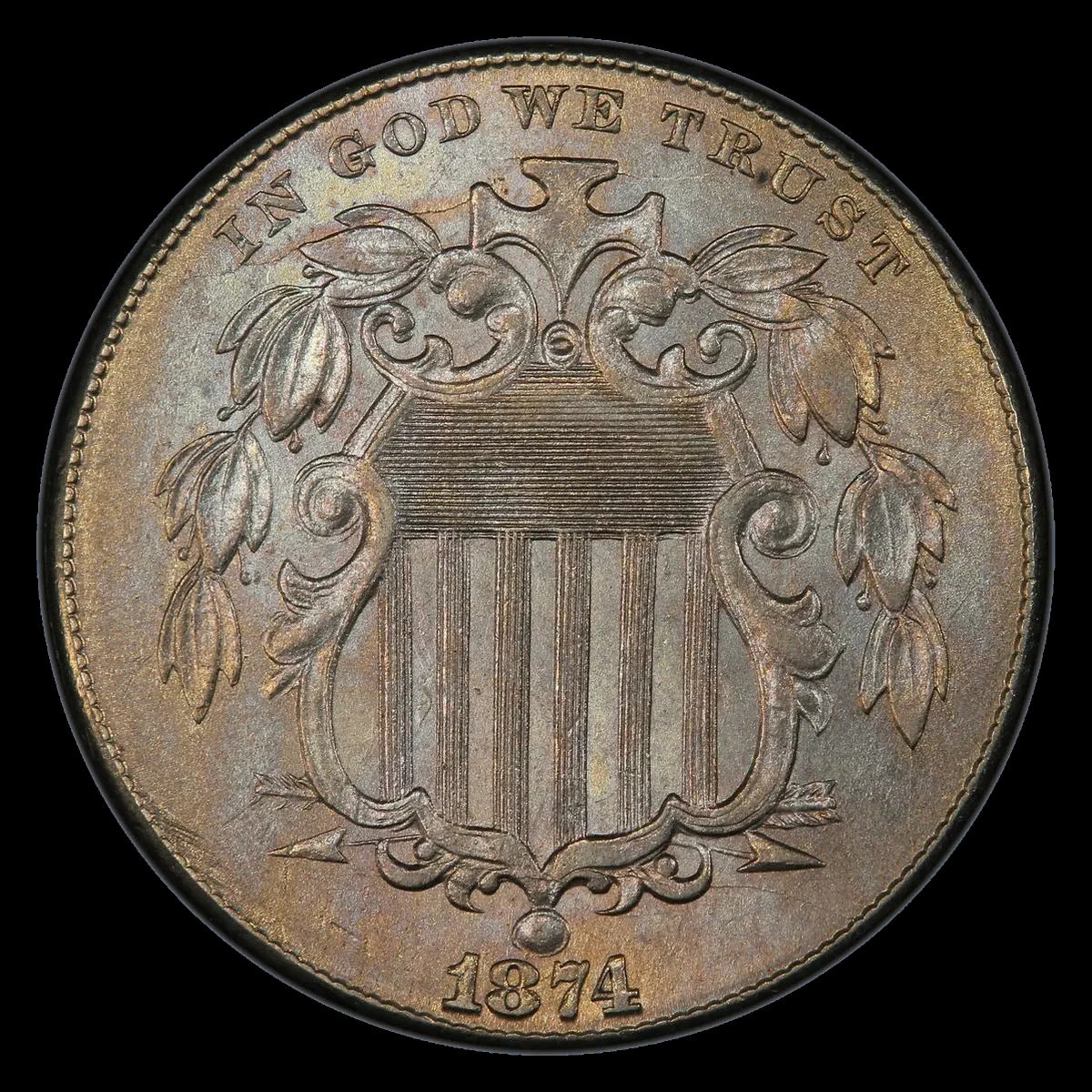 1874 Shield Nickel: Doubled Die Obverse