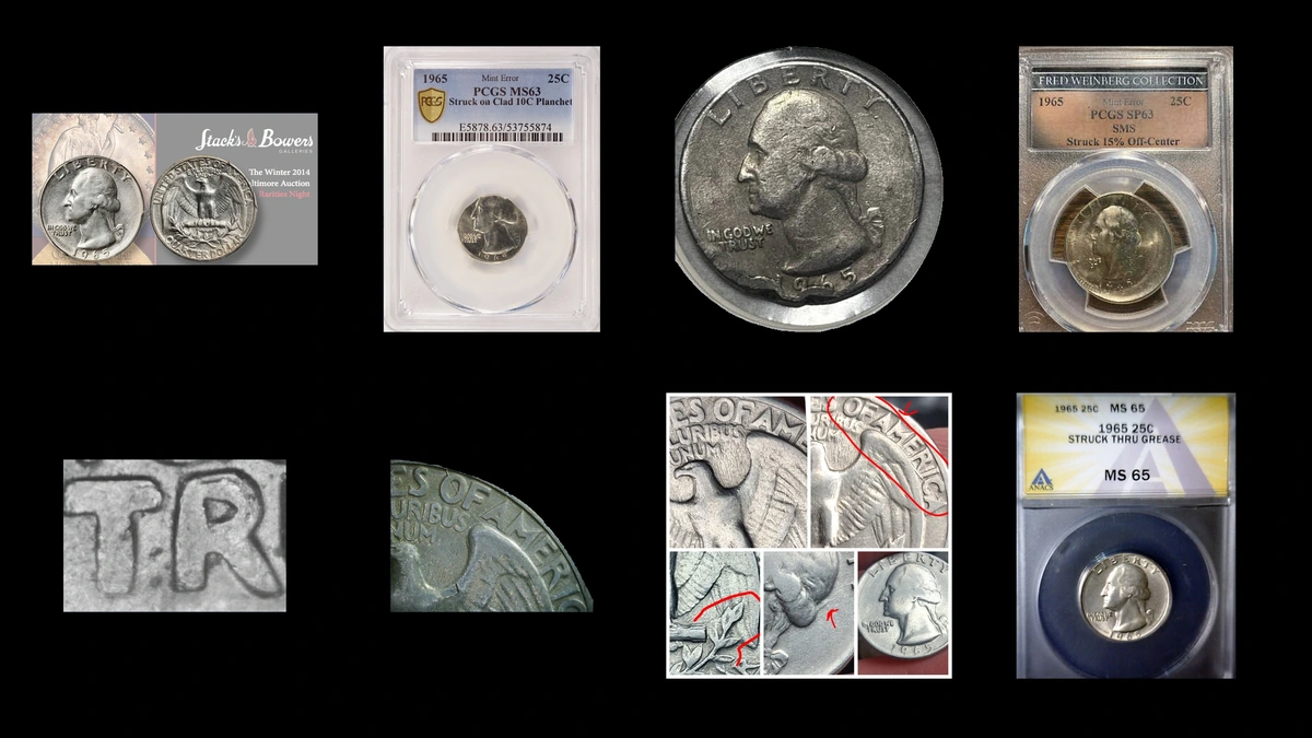 1965 Quarter Errors — error coin photographs