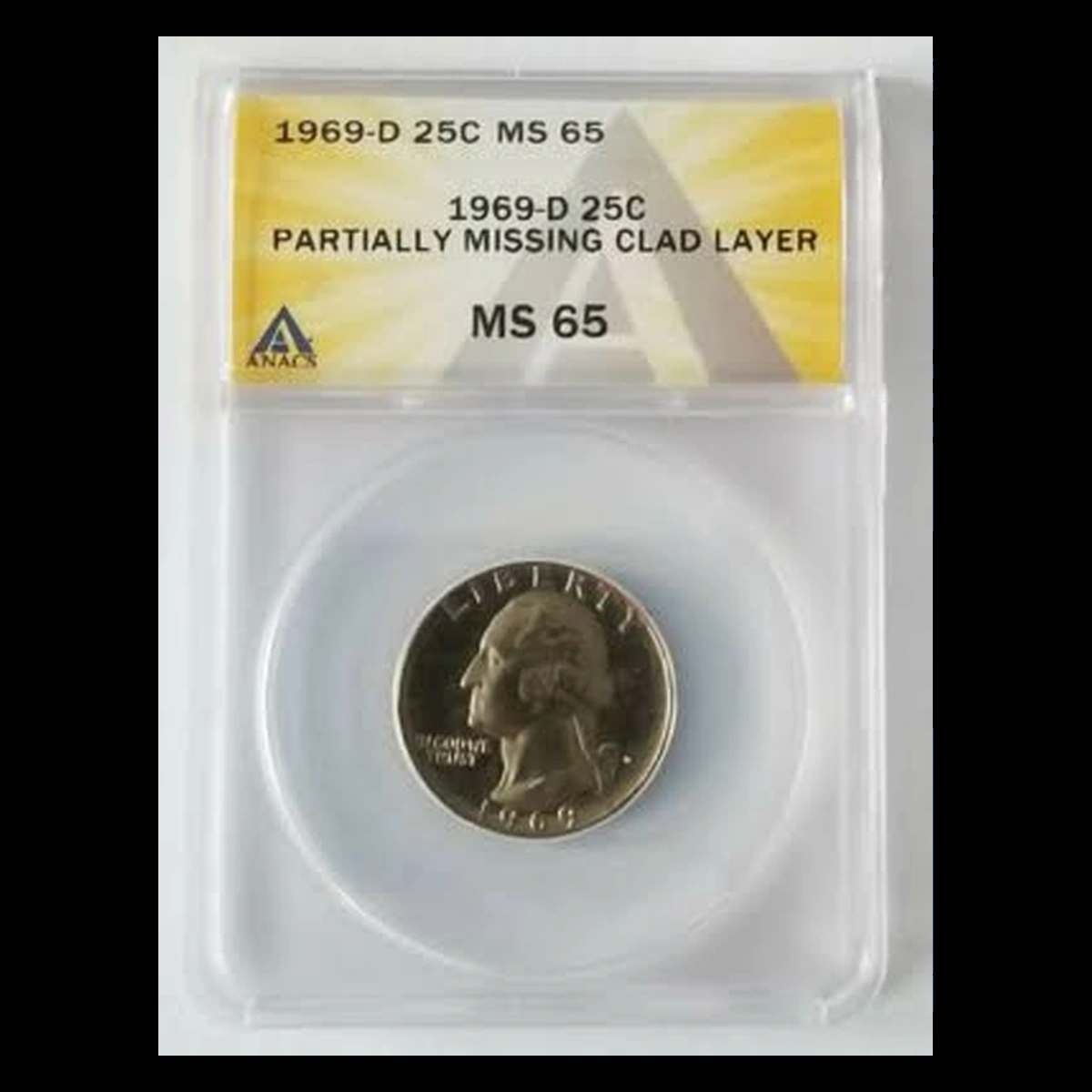 1969 Washington Quarter: partially missing clad layer