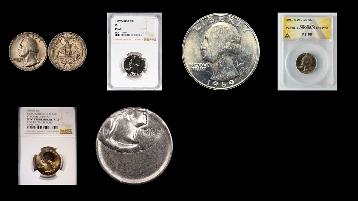 1969 Quarter Errors — error coin photographs