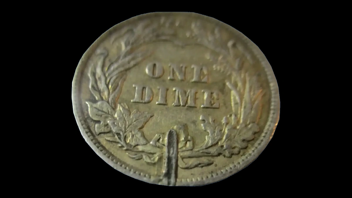 1913 Barber Dime: reverse strike-through