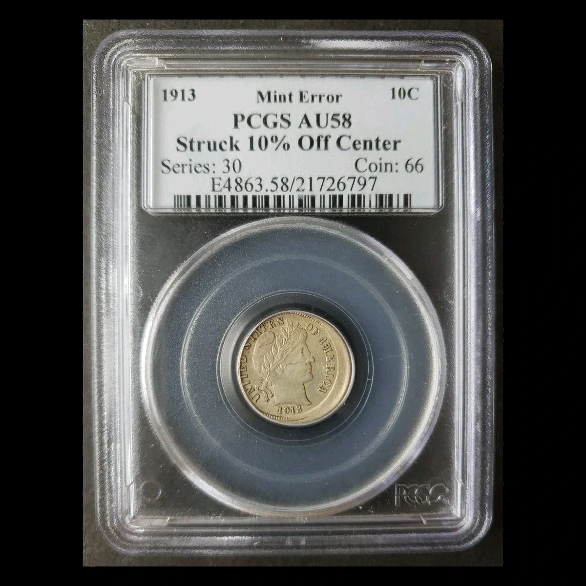 1913 Barber Dime: Off-Center Strike