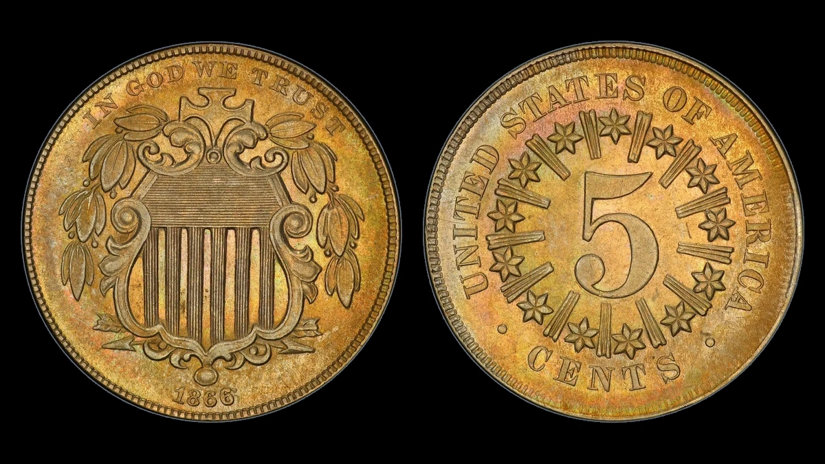 1866 Shield Nickel: Repunched Date