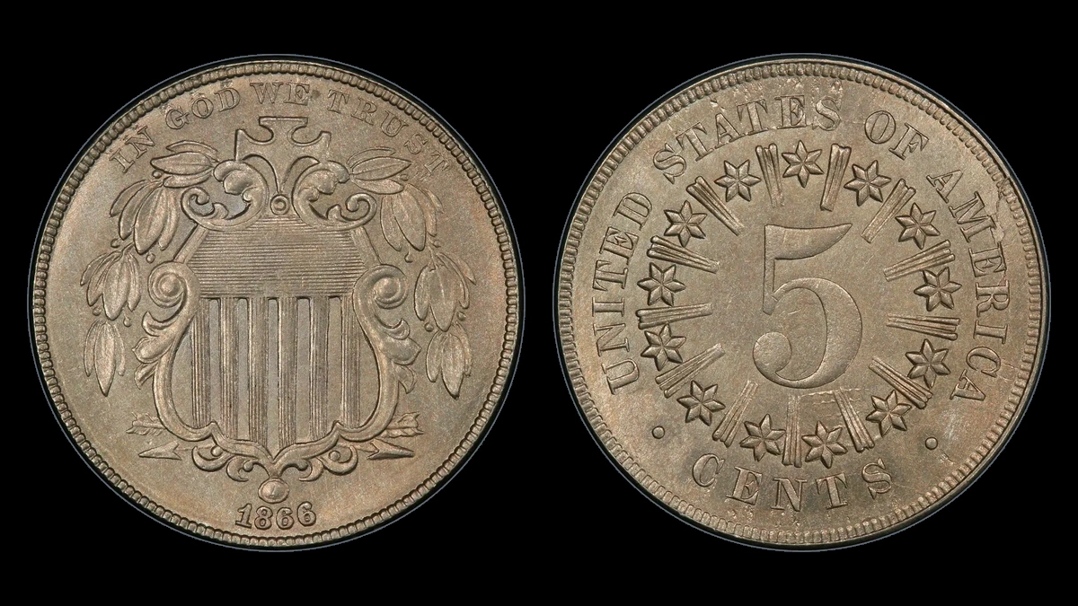1866 Shield Nickel: Clashed Dies