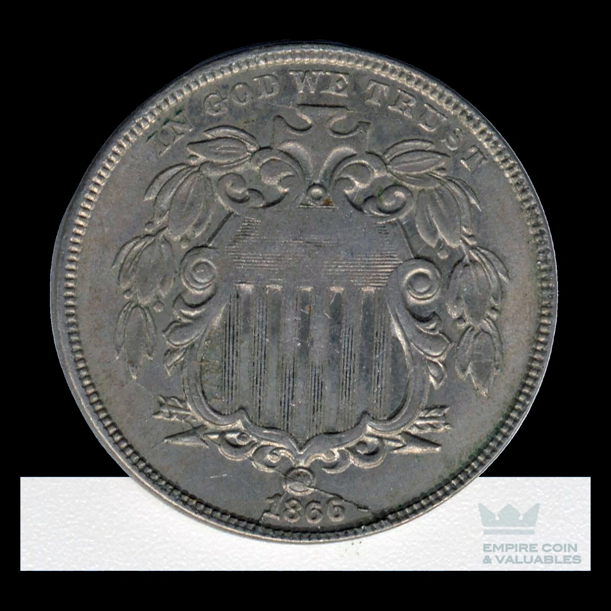 1866 Shield Nickel: Die Crack / Die Chip