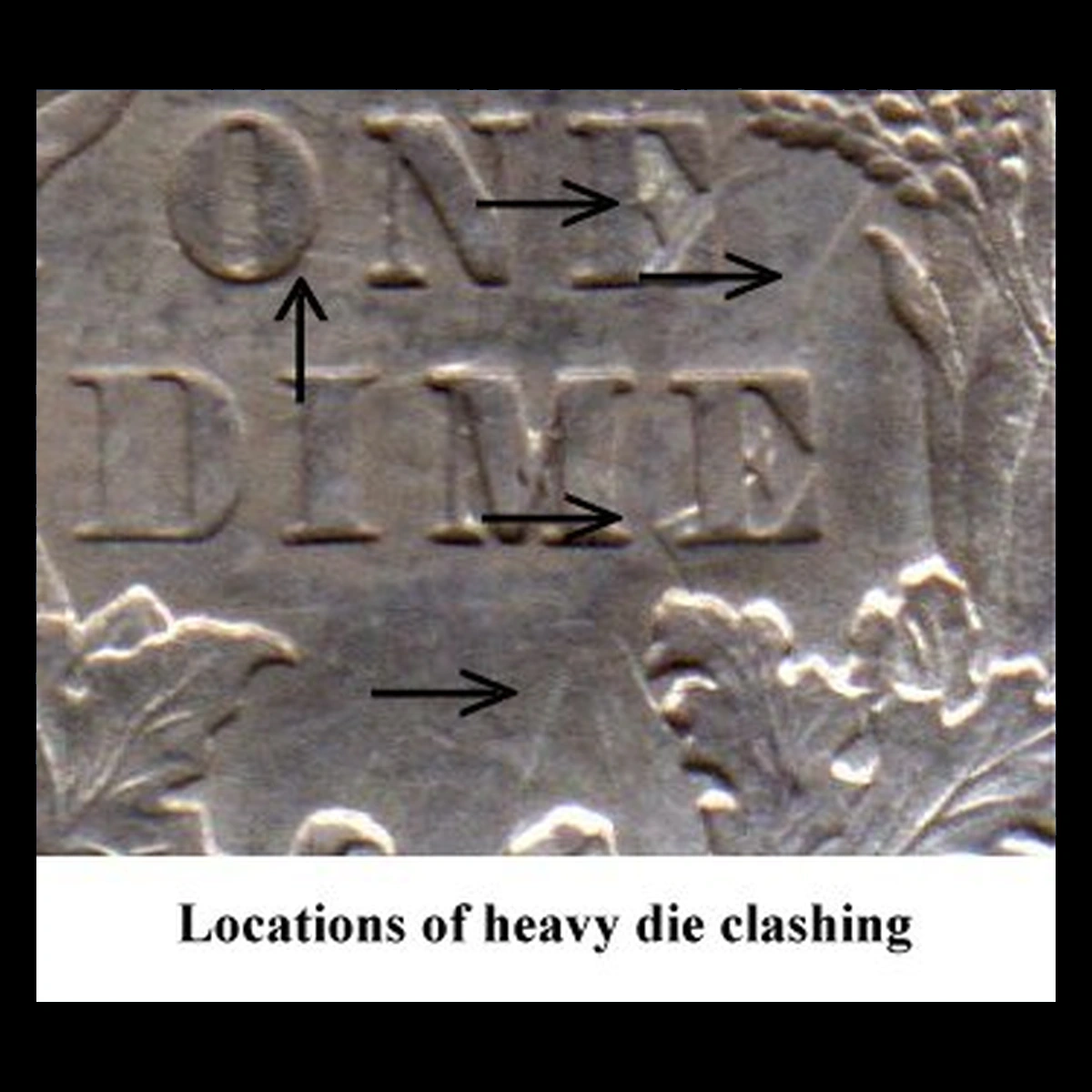1888 Liberty Seated Dime: Clashed Dies