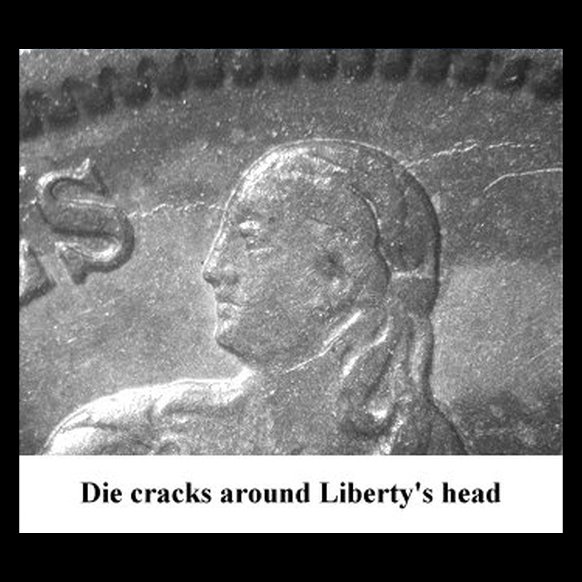 1888 Liberty Seated Dime: Die Crack / Die Chip
