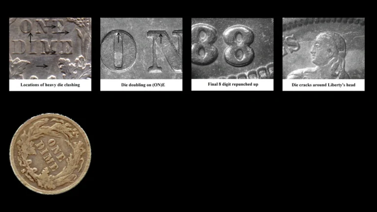 1888 Dime Errors — error coin photographs
