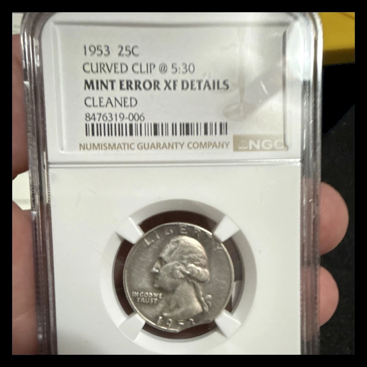 1953 Washington Quarter: Curved Clipped Planchet