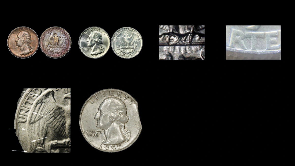 1957 Quarter Errors — error coin photographs