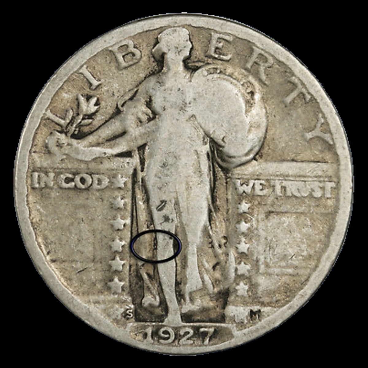 1927 Standing Liberty Quarter: Clashed Dies