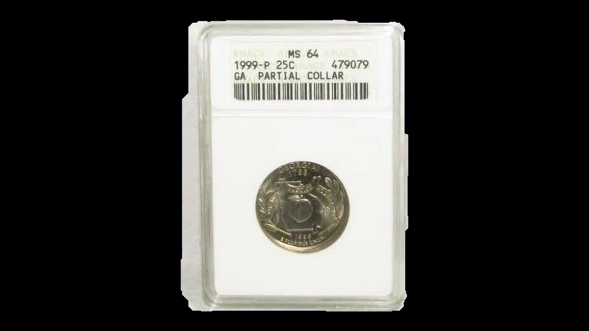 1999 Washington 50 States Quarters: partial collar strike