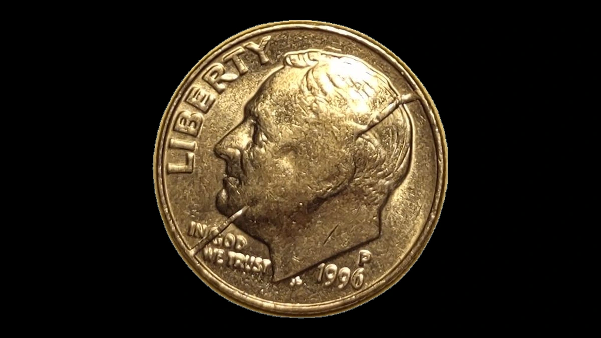 1996 Roosevelt Dime: Split Obverse Die