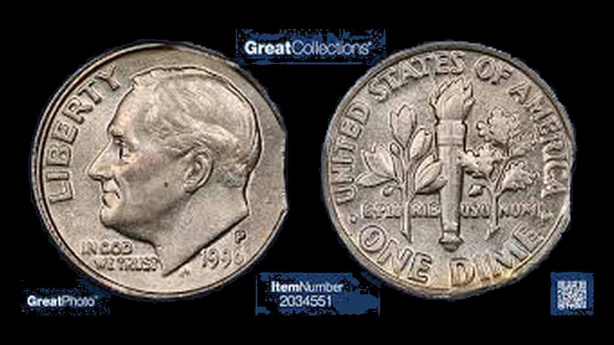 1996 Roosevelt Dime: Double-Clipped Planchet