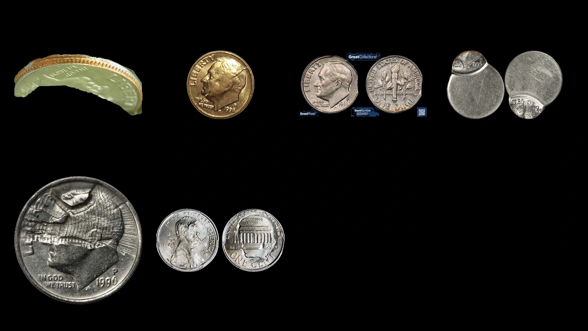 1996 Dime Errors — error coin photographs
