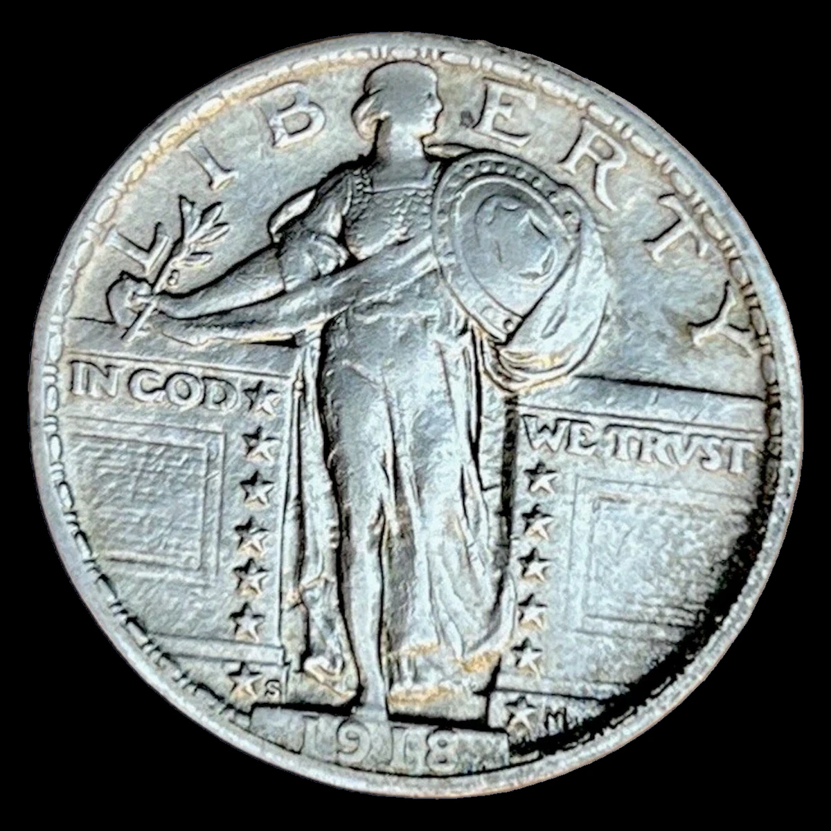 1918 Standing Liberty Quarter: Clashed Dies