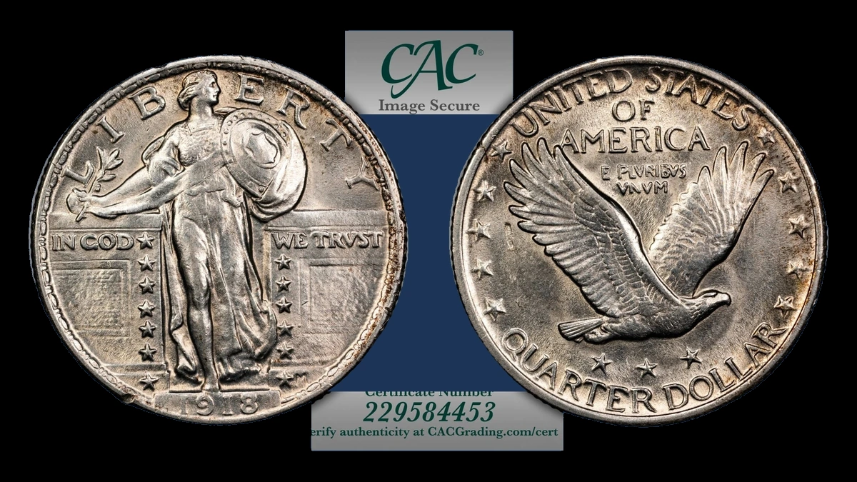 1918 Standing Liberty Quarter: Lamination