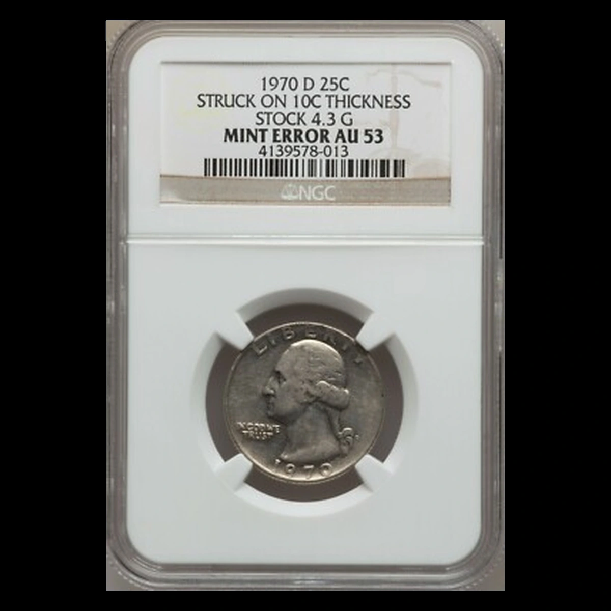 1970 Washington Quarter: Struck on Dime-Thickness Stock
