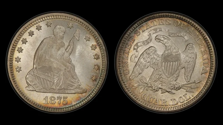 1875 Liberty Seated Quarter, obverse and reverse